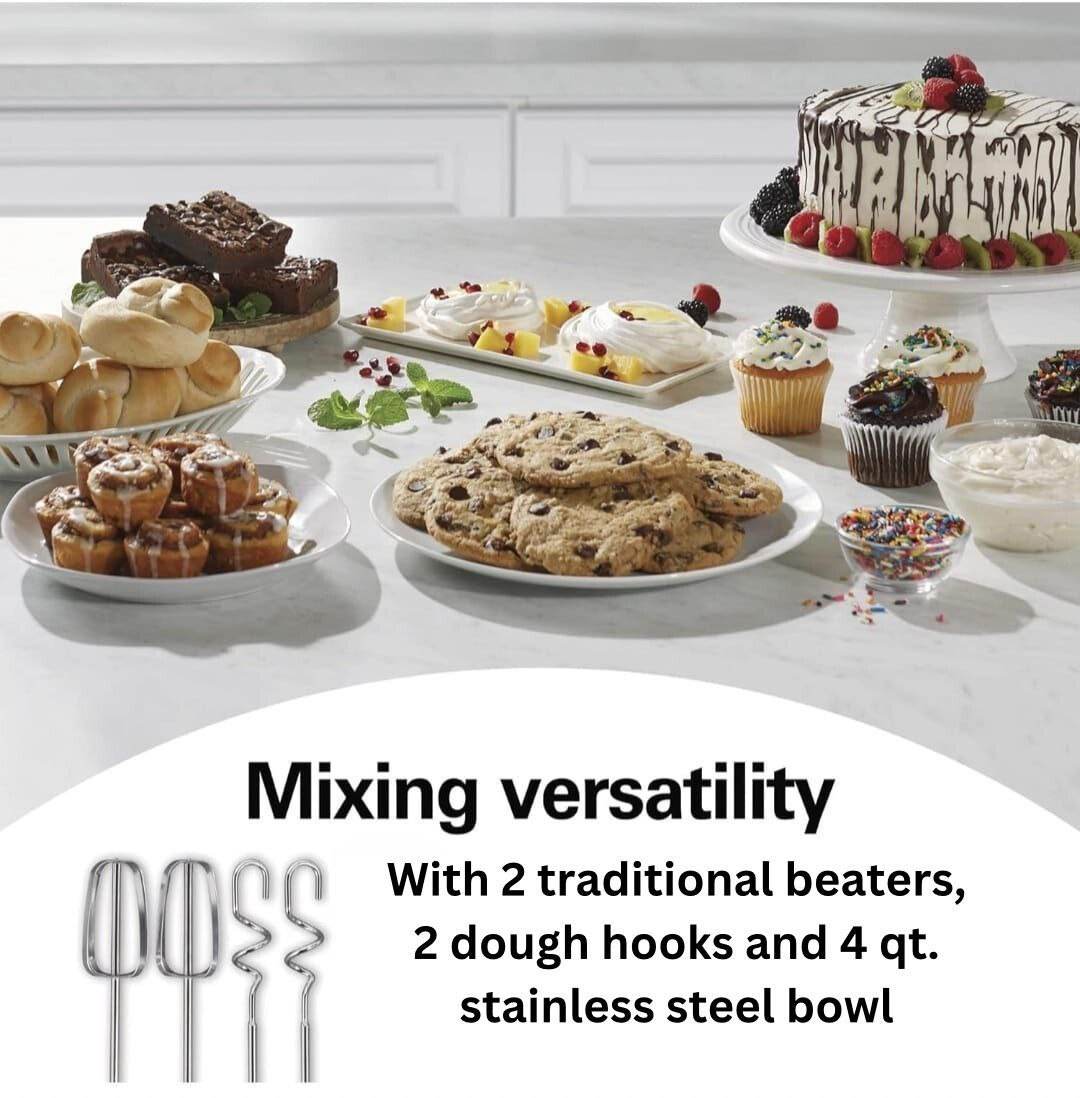 Bear 2 in 1 Classic Stand & Hand Mixer: 5-Speed QuickBurst with Bowl Rest - Versatile Kitchen Essential - Al-Raheem Imports