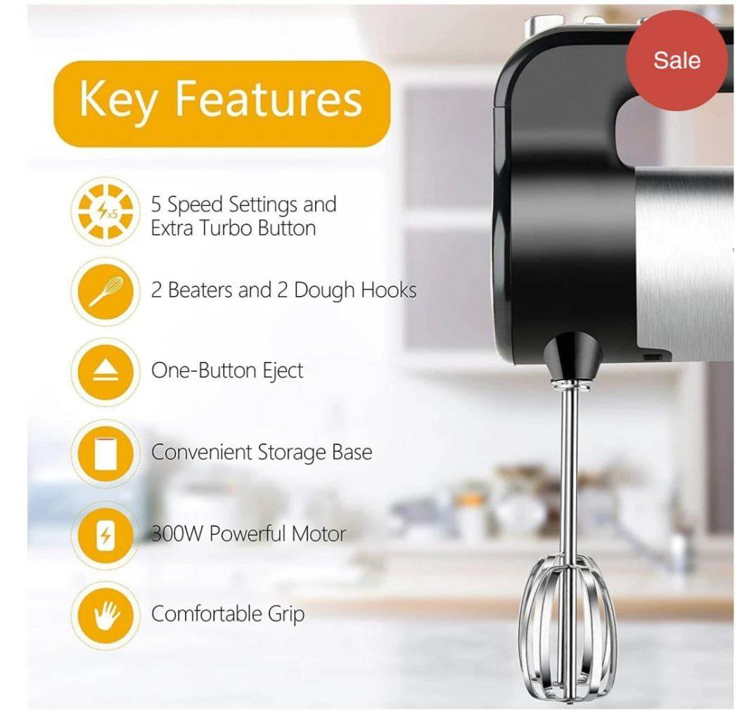 Bear 2 in 1 Classic Stand & Hand Mixer: 5-Speed QuickBurst with Bowl Rest - Versatile Kitchen Essential - Al-Raheem Imports