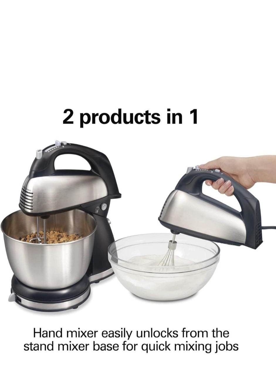 Bear 2 in 1 Classic Stand & Hand Mixer: 5-Speed QuickBurst with Bowl Rest - Versatile Kitchen Essential - Al-Raheem Imports