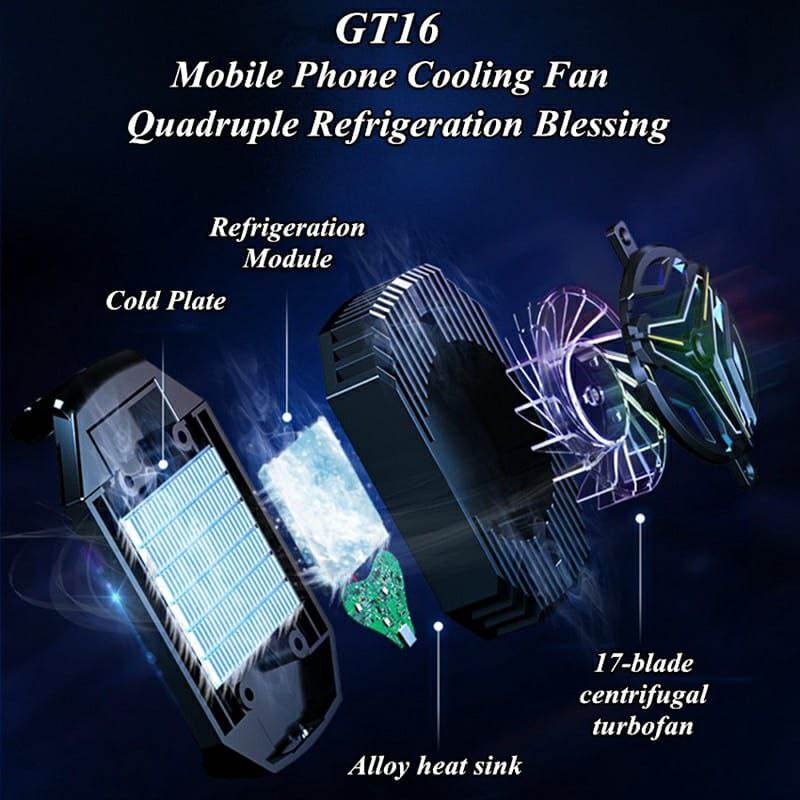 Mobile Cooler GT16 Turbo Cooling Alloy Material Silent Cooling Pure Metal Semiconductor - Al-Raheem Imports