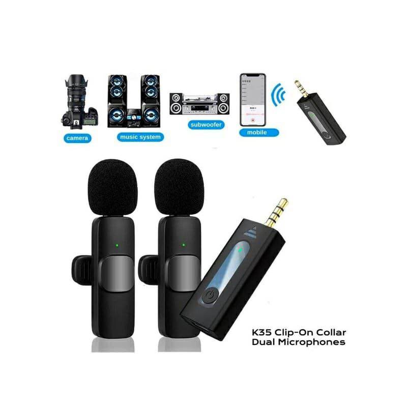 K35 high quality wireless dual microphone for mobile phone and camera - Al-Raheem Imports