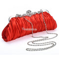Fashionable and Vintage Ruched Satin Clutch Hand Bag with Silver Floral Clasp - Al-Raheem Imports