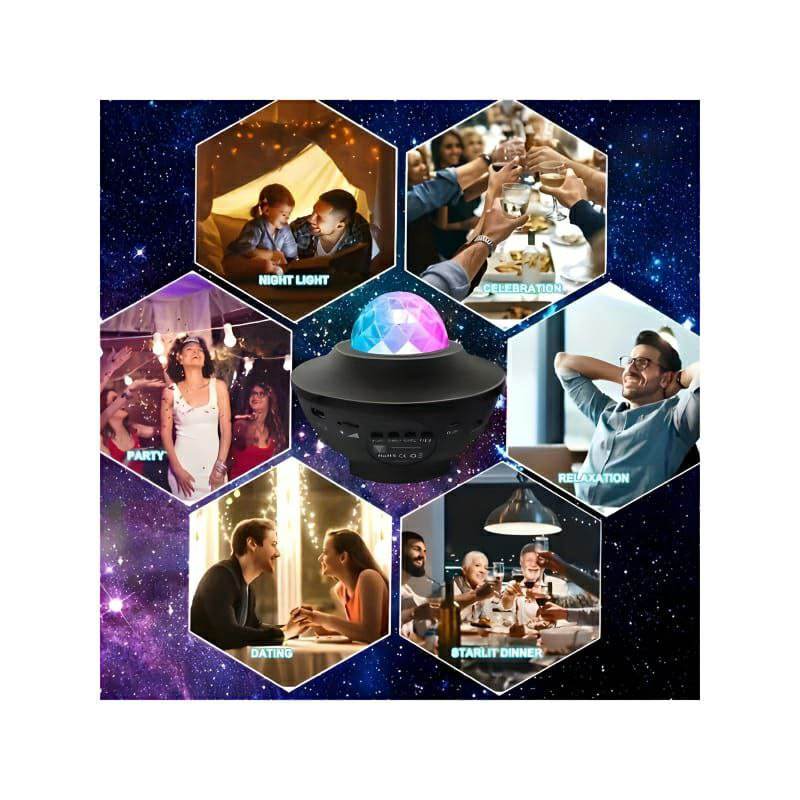 Compact Multi-Functional LED Galaxy Projector Light With Built-In Bluetooth Speaker - Portable Mini Design - Al-Raheem Imports