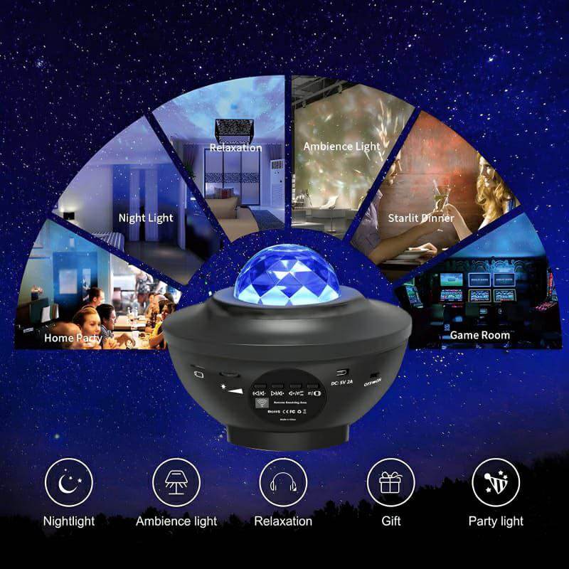 Compact Multi-Functional LED Galaxy Projector Light With Built-In Bluetooth Speaker - Portable Mini Design - Al-Raheem Imports