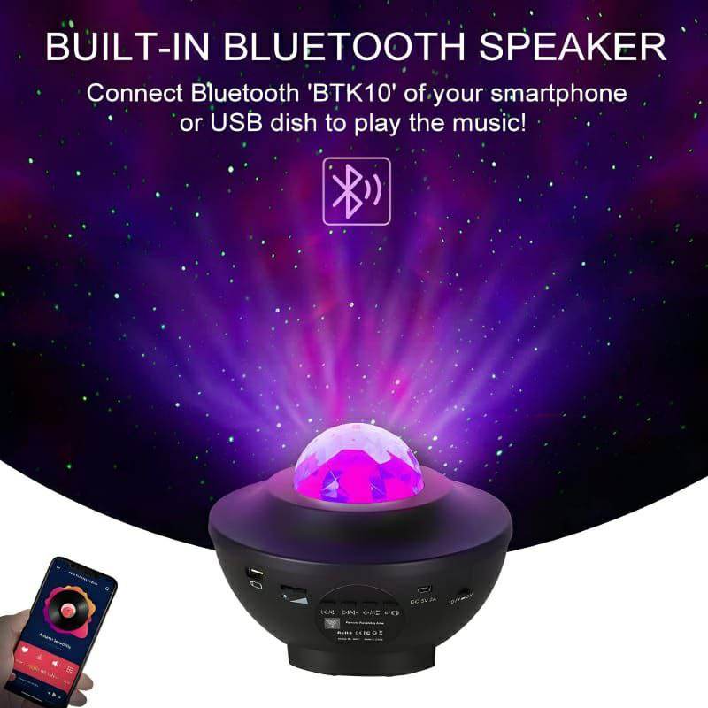 Compact Multi-Functional LED Galaxy Projector Light With Built-In Bluetooth Speaker - Portable Mini Design - Al-Raheem Imports