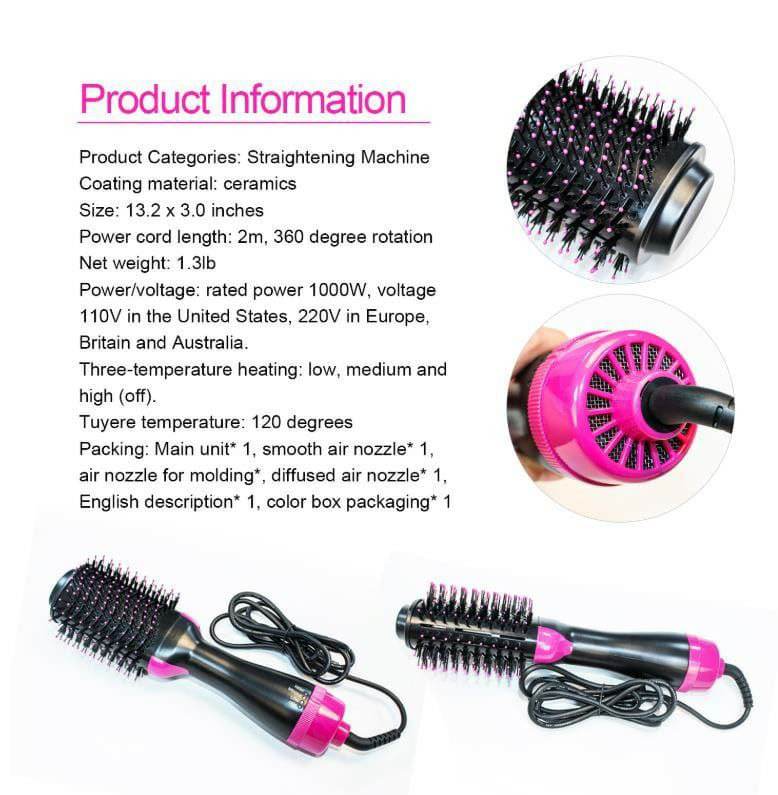 2 In 1 One Step Hair Dryer And Volumizer Warm Air Fast Styling Straightener & Curls Styler - Al-Raheem Imports