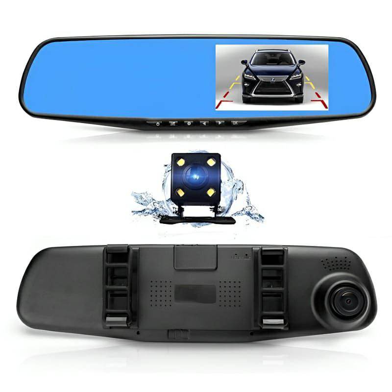 Full HD 1080P Dual Mirror Camera With 4.5″ TFT LCD Crystal Clear Recording Vehicle Blackbox DVR - Al-Raheem Imports