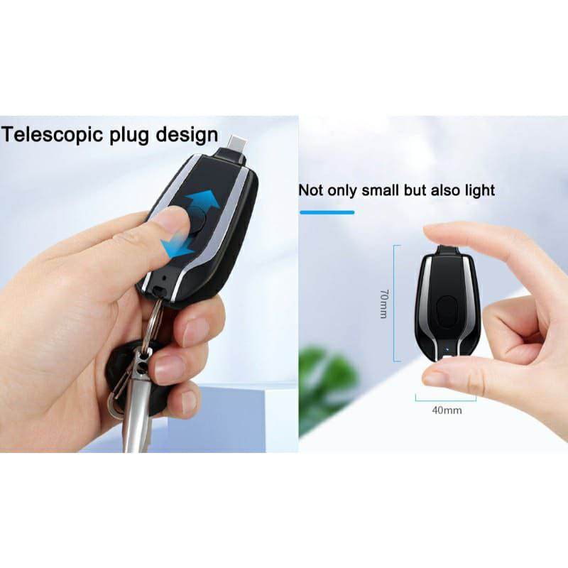 Ultra compact 1500mAh keychain emergency charger with type c fast charging backup power bank for android and lightning - Al-Raheem Imports