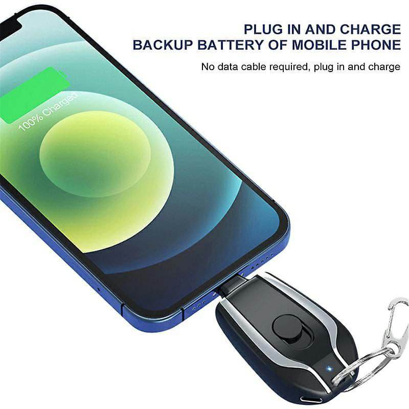 Ultra compact 1500mAh keychain emergency charger with type c fast charging backup power bank for android and lightning - Al-Raheem Imports