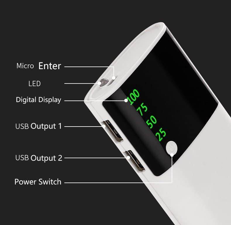 20000mah Powerbank LED Lighting Display External Battery Portable Charger - Al-Raheem Imports