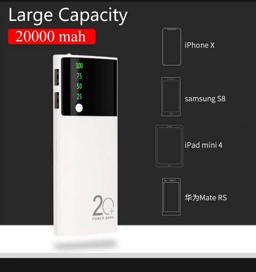 20000mah Powerbank LED Lighting Display External Battery Portable Charger - Al-Raheem Imports