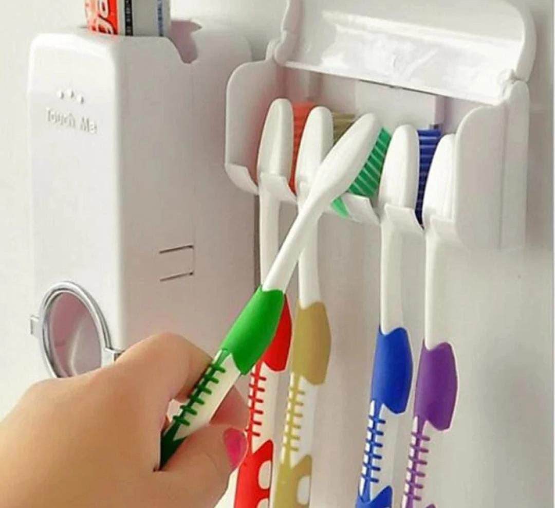 Fashion Automatic Toothpaste Dispenser Holder Bathroom Wall Mount Rack Bath - Al-Raheem Imports