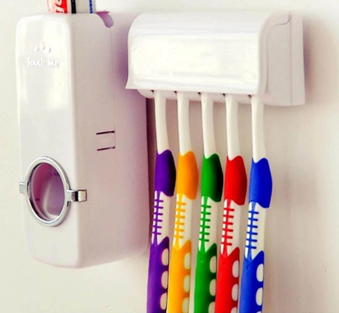 Fashion Automatic Toothpaste Dispenser Holder Bathroom Wall Mount Rack Bath - Al-Raheem Imports