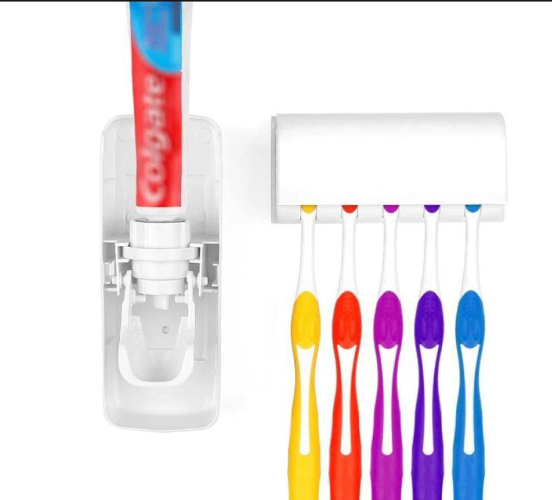 Fashion Automatic Toothpaste Dispenser Holder Bathroom Wall Mount Rack Bath - Al-Raheem Imports