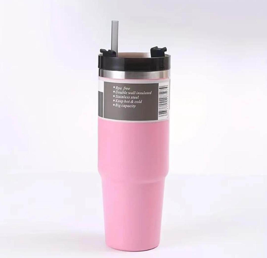 Tumbler with Straw and Lid Handle, 900ML Stainless Steel Coffee Mug - Al-Raheem Imports