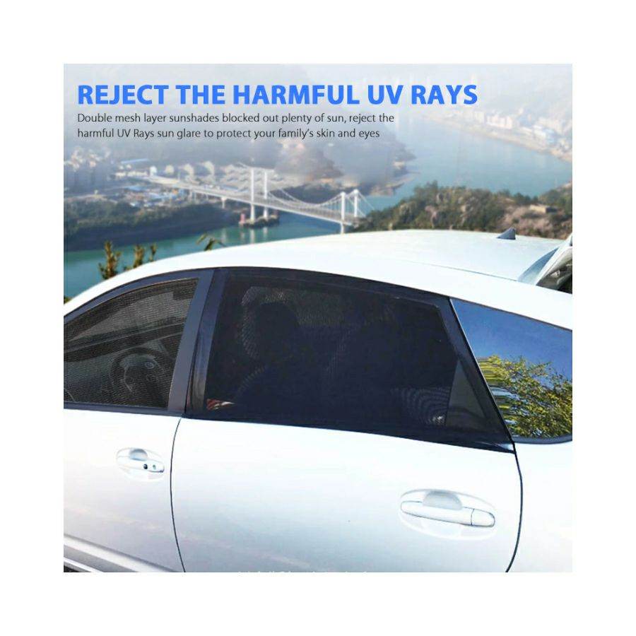 4Pcs Car Window Sun Shade Universal Vehicle Sun Protection Window Mesh Elastic Cover - Al-Raheem Imports