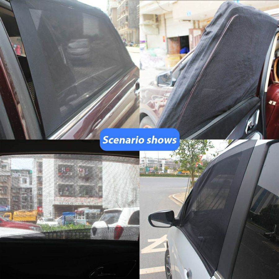 4Pcs Car Window Sun Shade Universal Vehicle Sun Protection Window Mesh Elastic Cover - Al-Raheem Imports