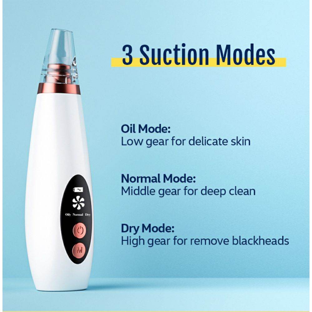 Multi-Functional Rechargeable 6 Suction Heads Blackhead Whitehead Extractor Remover Device Suction Tool - Al-Raheem Imports