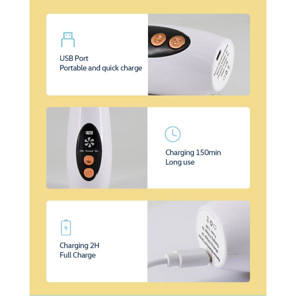 Multi-Functional Rechargeable 6 Suction Heads Blackhead Whitehead Extractor Remover Device Suction Tool - Al-Raheem Imports
