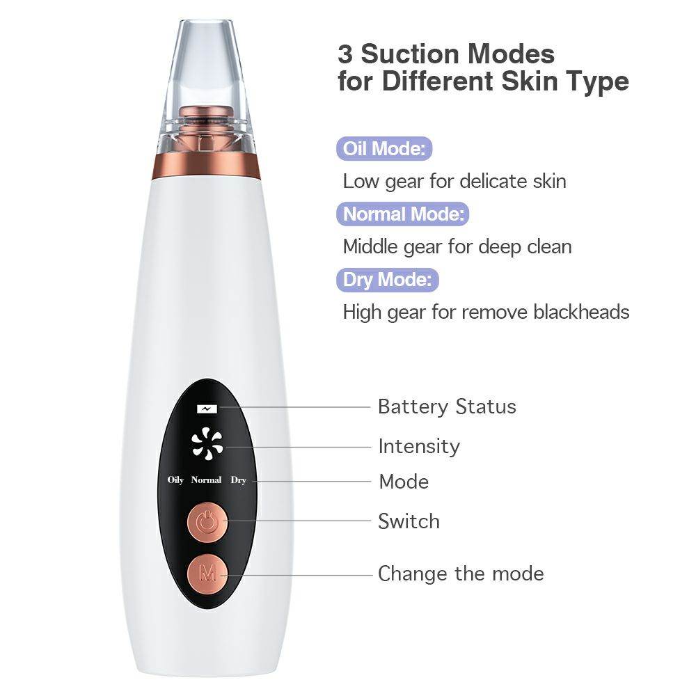 Multi-Functional Rechargeable 6 Suction Heads Blackhead Whitehead Extractor Remover Device Suction Tool - Al-Raheem Imports
