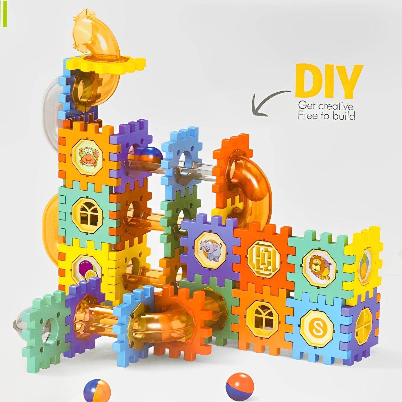 125Pcs DIY Creative Pipeline Rolling Ball Building Blocks Marble Drop Set - Al-Raheem Imports