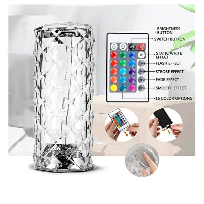 Touch Control Rechargeable Rose Diamond Table Lamp - Al-Raheem Imports