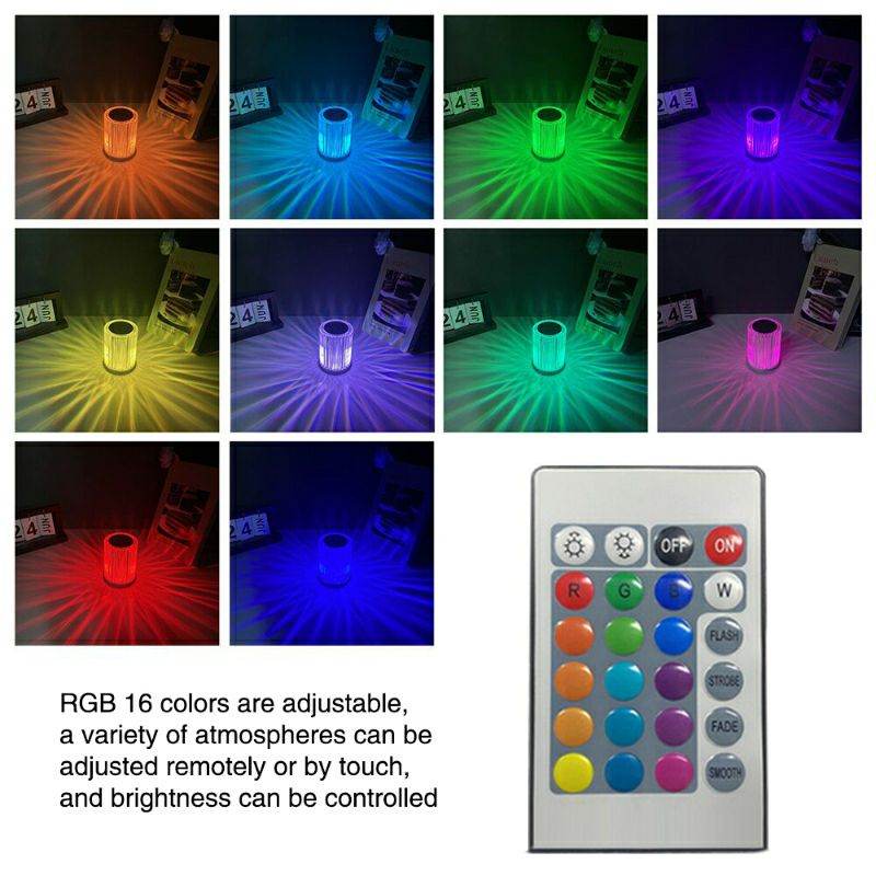 Portable usb rechargeable rgb lighting crystal touch control table lamp - Al-Raheem Imports
