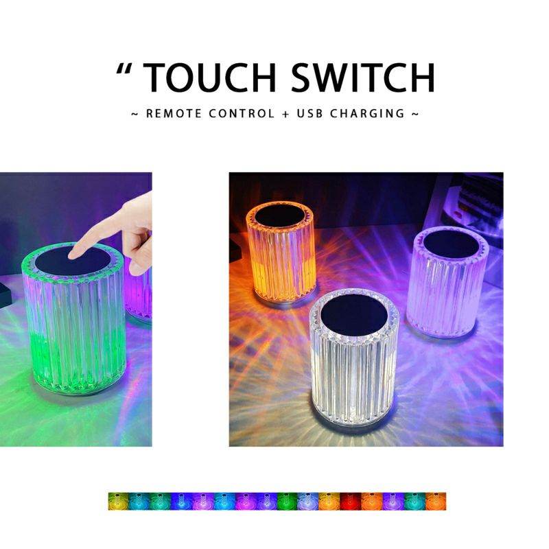 Portable usb rechargeable rgb lighting crystal touch control table lamp - Al-Raheem Imports