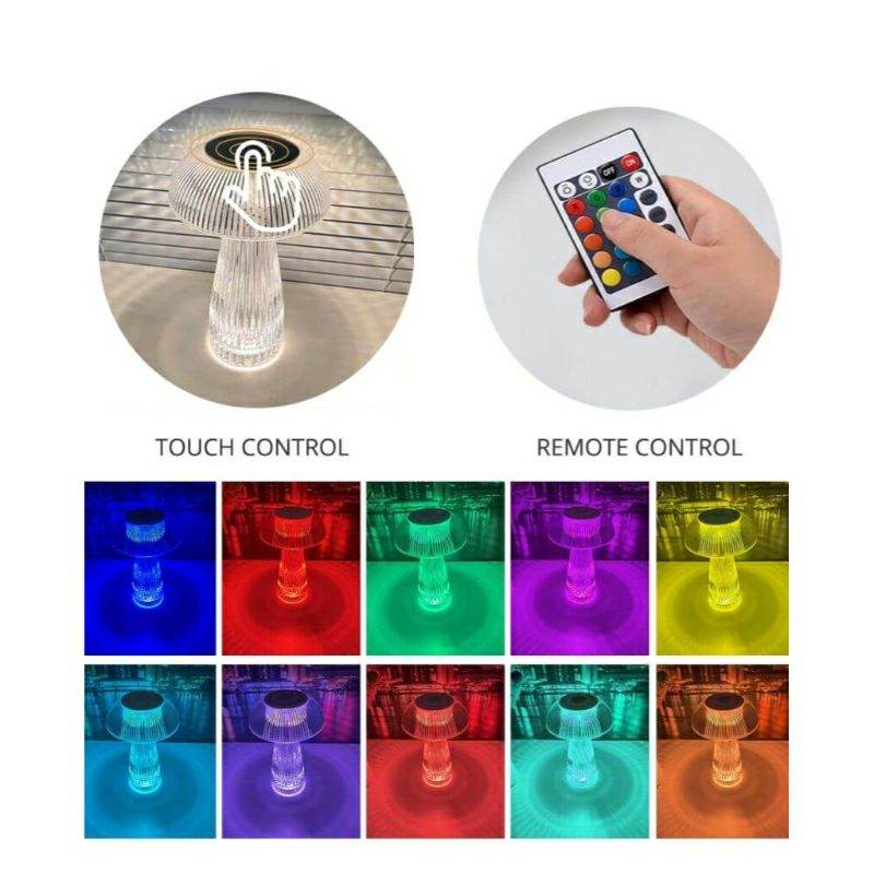 Mushroom Shape USB Rechargeable RGB Lighting Touch And Remote Control Table Lamp - Al-Raheem Imports