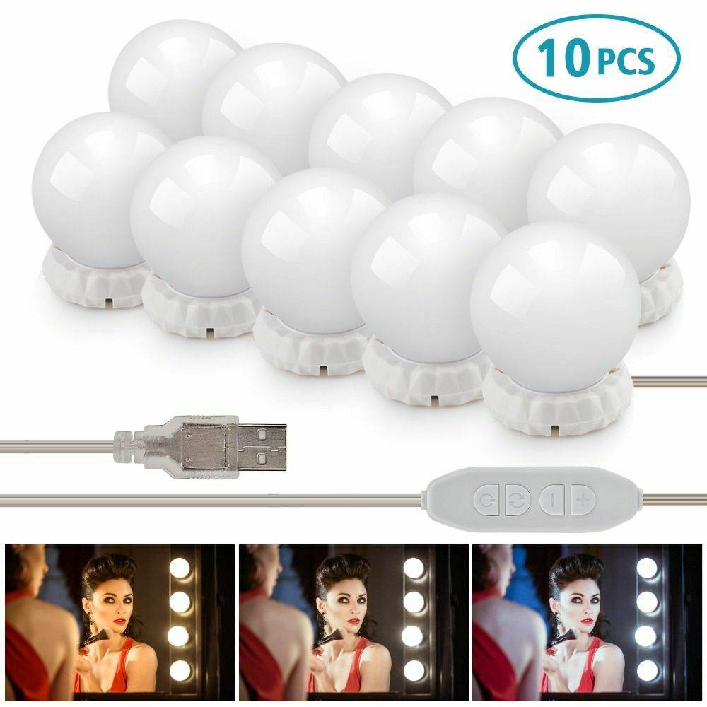 Led Makeup Mirror Light LED Hollywood Light 10 Bulb 12V EU US Plug Dimmable Touch Control DIY Lighting For Dressing Table - Al-Raheem Imports