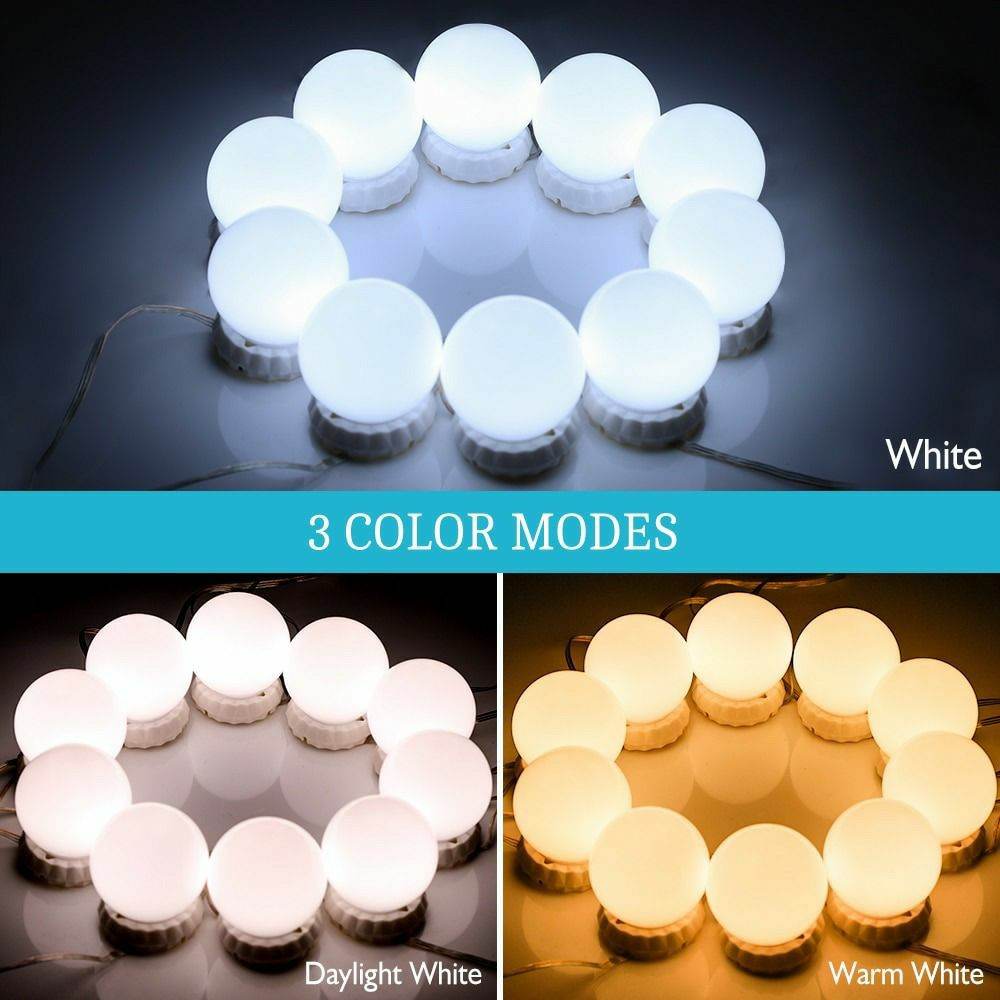 Led Makeup Mirror Light LED Hollywood Light 10 Bulb 12V EU US Plug Dimmable Touch Control DIY Lighting For Dressing Table - Al-Raheem Imports