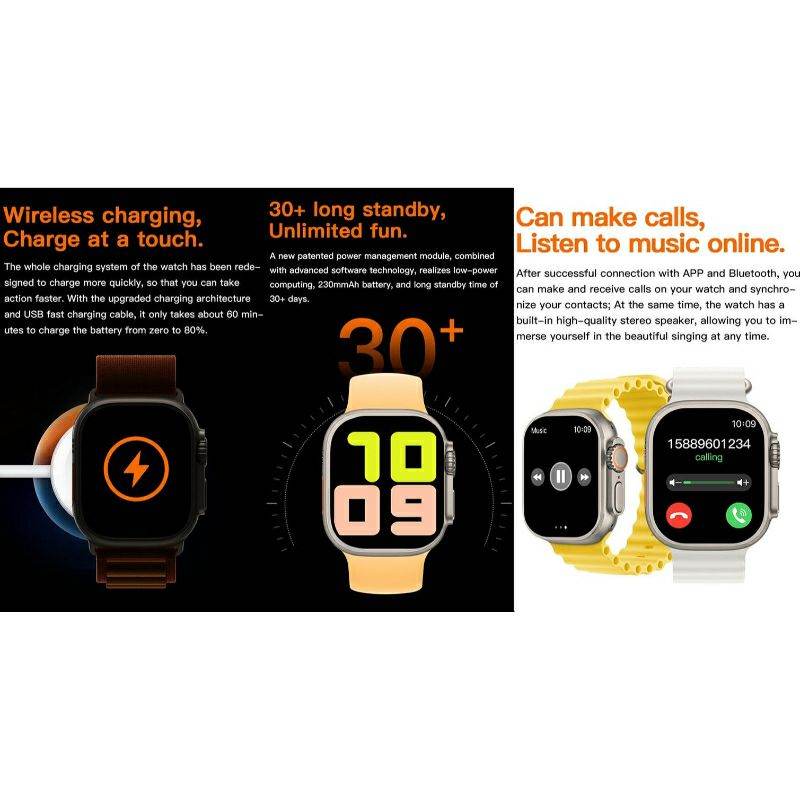 T10 Ultra Smartwatch With 2.09-Inch Infinite Display And Bluetooth Calling Features - Al-Raheem Imports