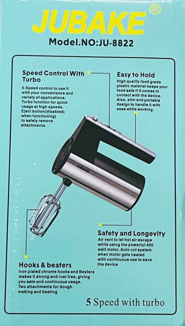 Jubake Food mixers Home Use 5 Speed Cake Egg Beater Hand Held Mixer With Turbo Function Dough Blender Egg Beater Hand Mixer Kitchen Tools - Al-Raheem Imports