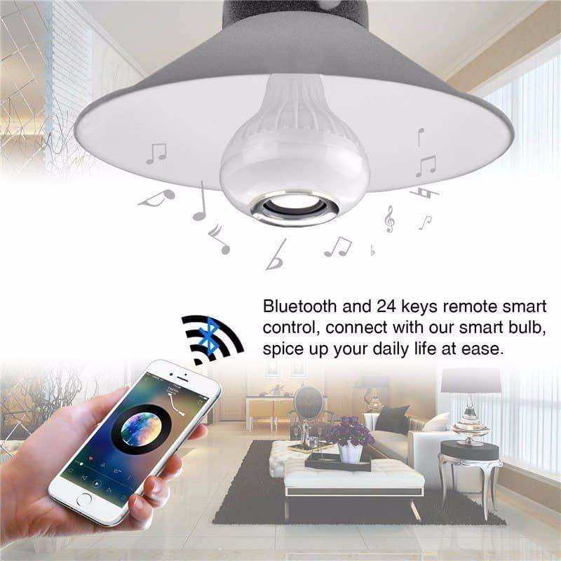 Wireless Bluetooth Speaker 12W RGB Bulb Lamp Smart Led Music Player Audio With Remote Control - Al-Raheem Imports