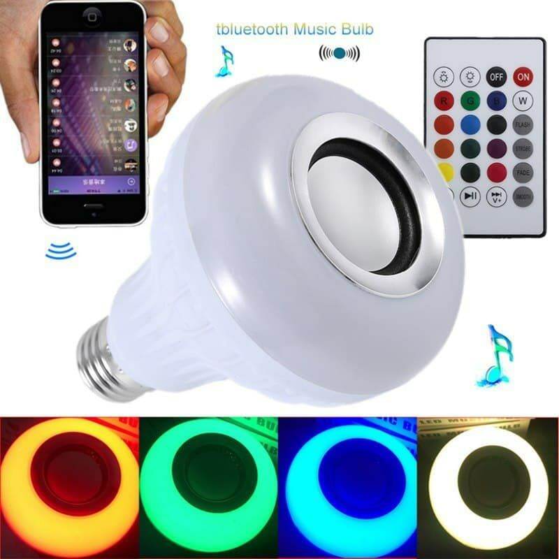 Wireless Bluetooth Speaker 12W RGB Bulb Lamp Smart Led Music Player Audio With Remote Control - Al-Raheem Imports
