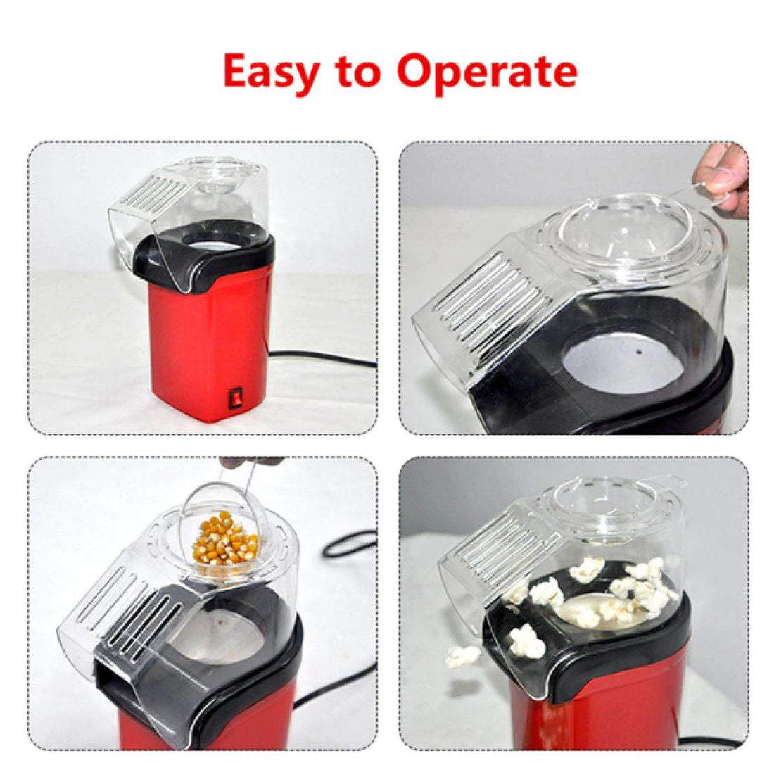 1200W Oil Free Popcorn Maker Machine with Measuring Cup - Al-Raheem Imports