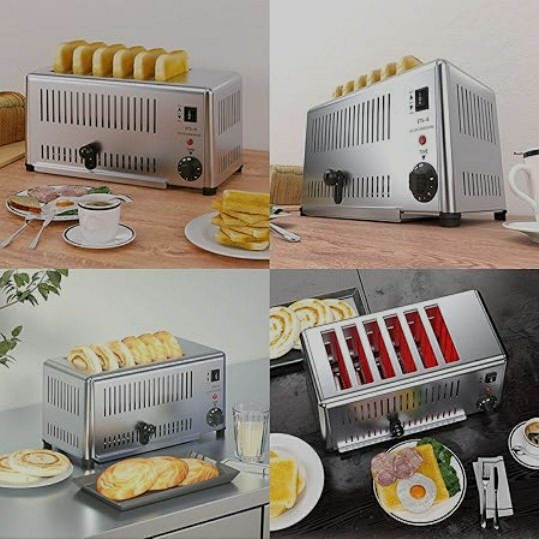 Commercial 6 Slice Stainless Steel Toaster Heavy Duty, Wide Slots, Adjustable Timer - Al-Raheem Imports