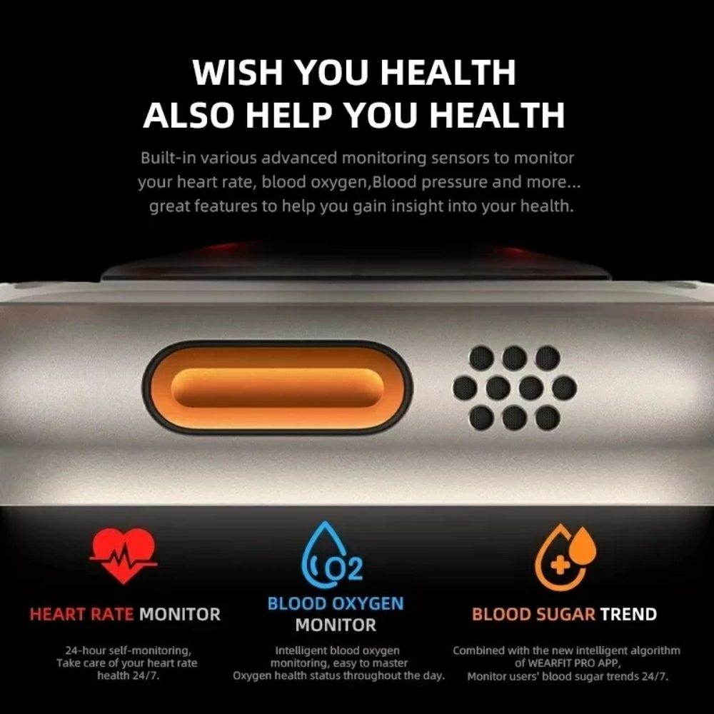 Smart Watch S9 Ultra Bluetooth Call Heart Rate Fitness Tracker With 3 Straps - Al-Raheem Imports