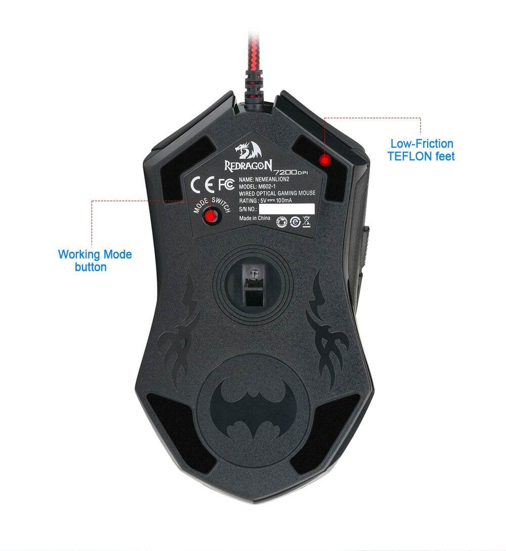 Redragon NEMEANLION 2 M602 USB Wired Gaming Computer Mouse 7200DPI 6 Buttons RGB - Al-Raheem Imports