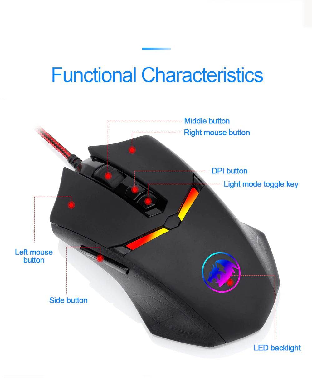 Redragon NEMEANLION 2 M602 USB Wired Gaming Computer Mouse 7200DPI 6 Buttons RGB - Al-Raheem Imports