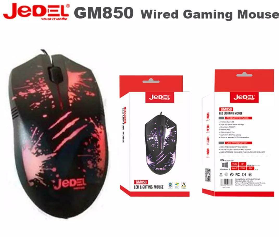 Jedel GM850 USB Gaming Mouse LED Lighting Wired Optical Mouse - Al-Raheem Imports