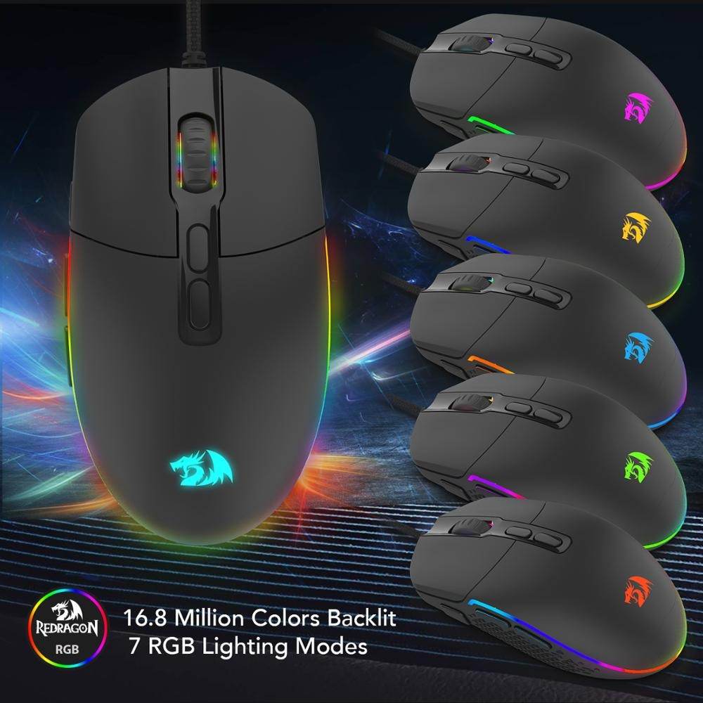 Redragon M719 INVADER Wired Optical Gaming Mouse 7 Programmable Buttons RGB PC Gaming Mice - Al-Raheem Imports