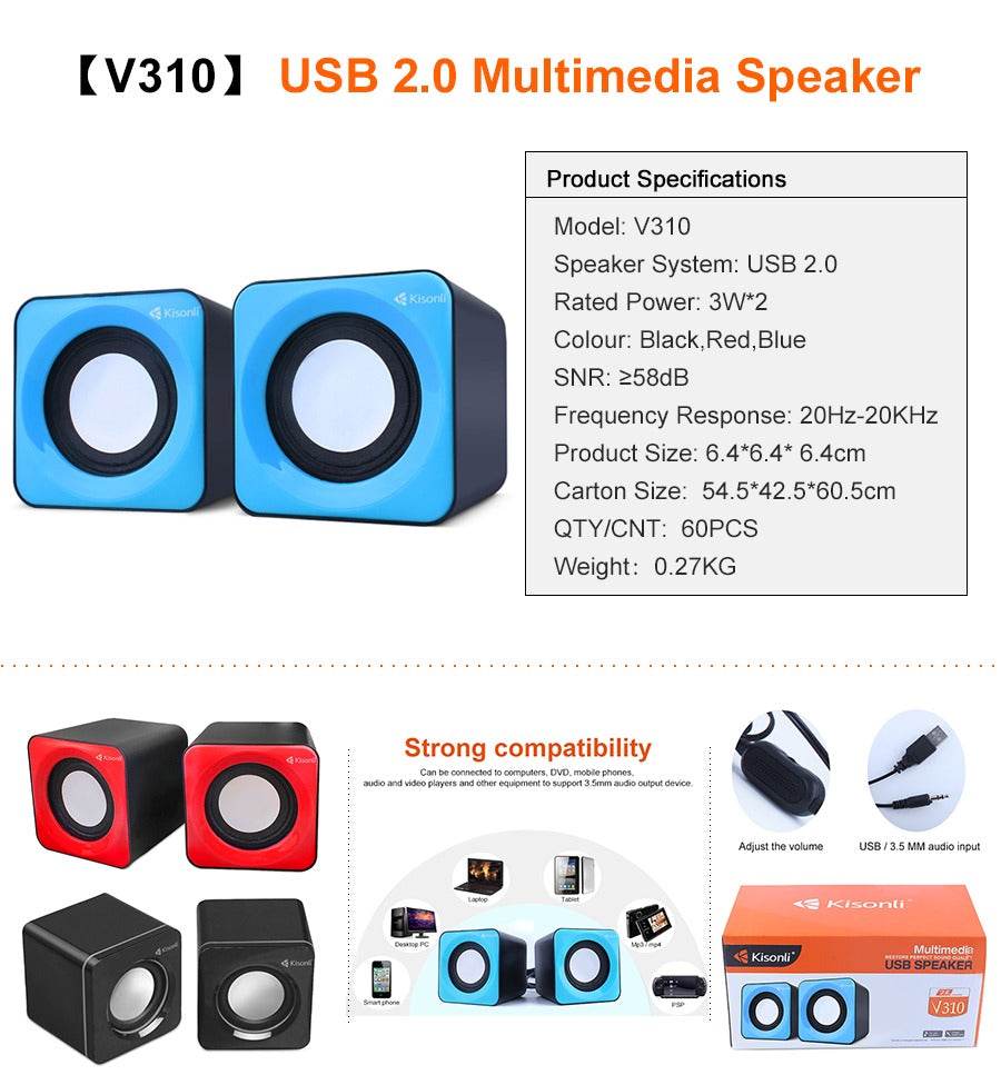 Kisonli Speakers V310 Multimedia Computer Speaker System Set - Al-Raheem Imports