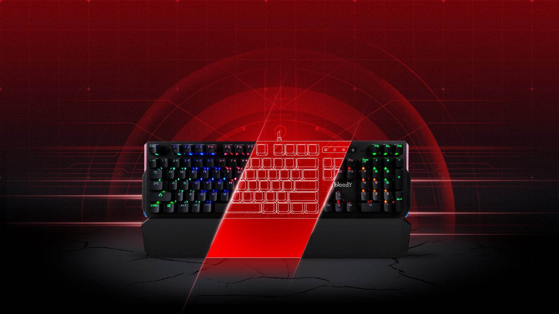 Bloody B885N Lightening Speed Light Strike Ultra Fast Gaming Mechanical Keyboard - Al-Raheem Imports