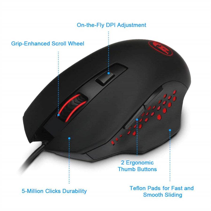 Redragon Gainer M610 3200DPI Wired Optical Gaming Mouse - Al-Raheem Imports