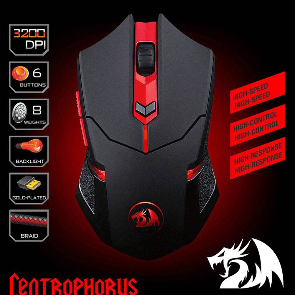 Redragon M601 CENTROPHORUS 3200 DPI Wired Gaming Mouse Ergonomic Design For Computers - Al-Raheem Imports
