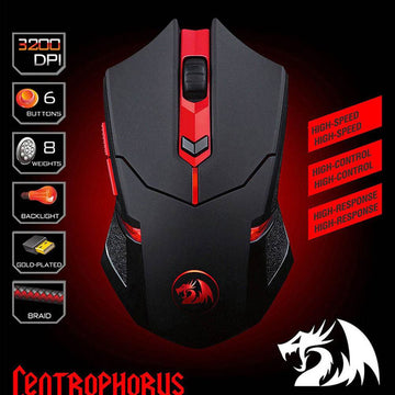 Redragon M601 CENTROPHORUS 3200 DPI Wired Gaming Mouse Ergonomic Design For Computers - Al-Raheem Imports