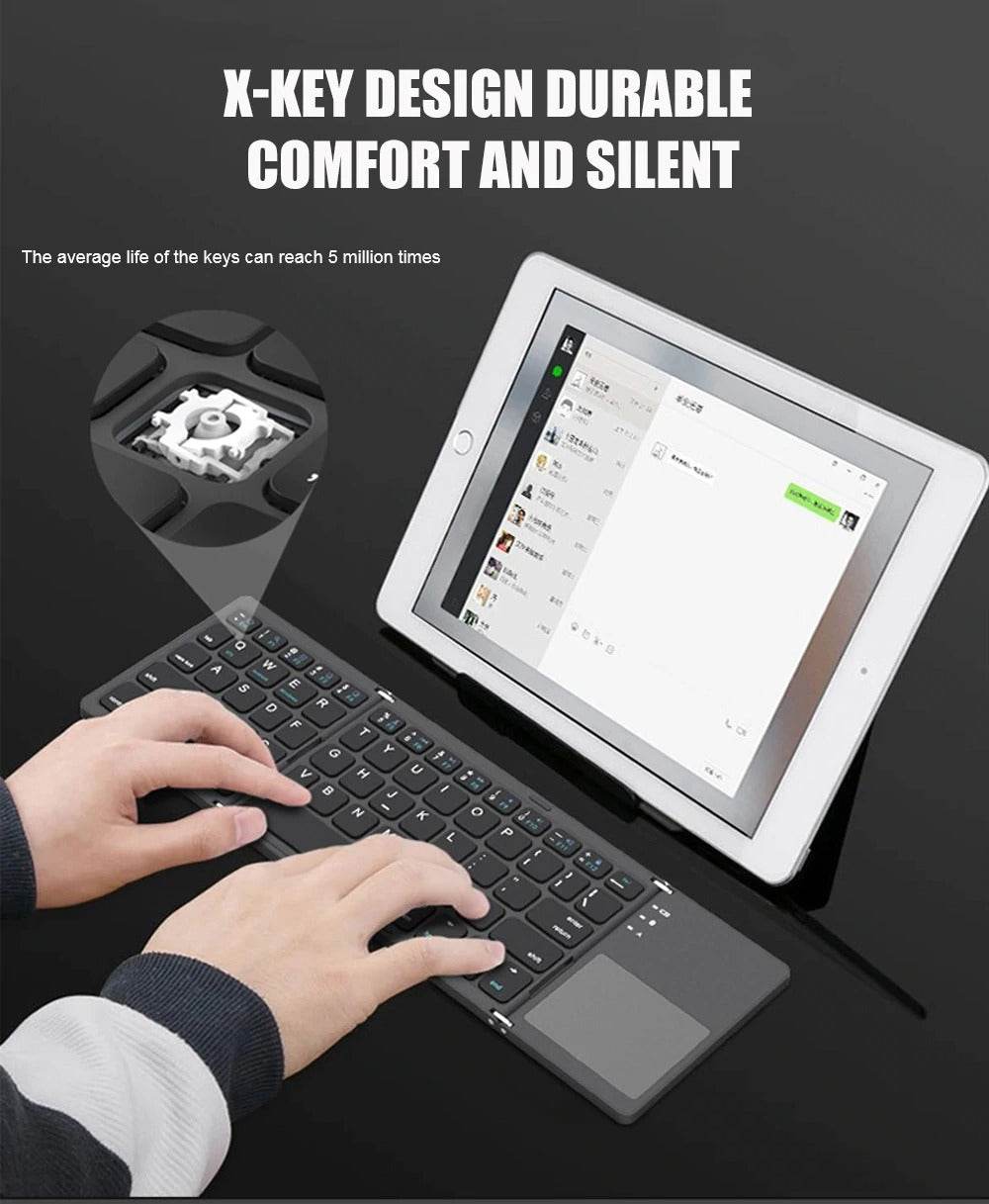 BT-033 Mini Folding Keyboard Touchpad Bluetooth 3.0 Wireless Keypad For Windows Android Ios - Al-Raheem Imports