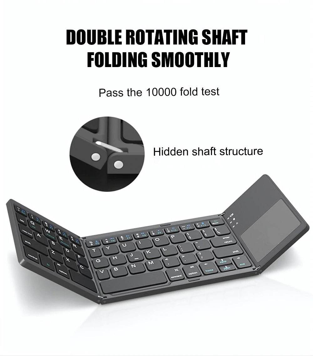 BT-033 Mini Folding Keyboard Touchpad Bluetooth 3.0 Wireless Keypad For Windows Android Ios - Al-Raheem Imports