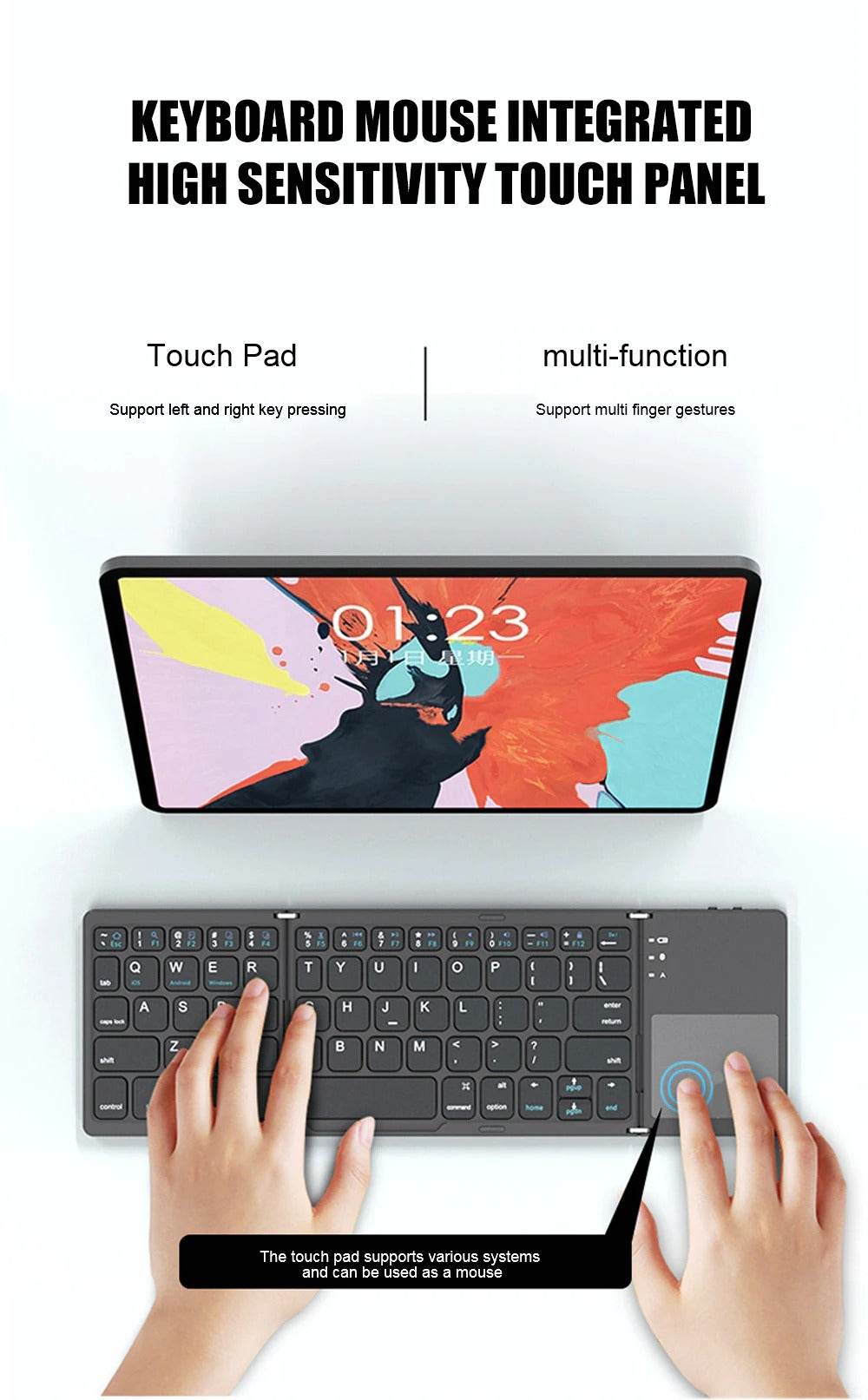 BT-033 Mini Folding Keyboard Touchpad Bluetooth 3.0 Wireless Keypad For Windows Android Ios - Al-Raheem Imports